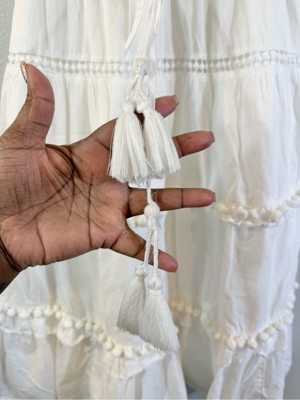 J. Crew Point Sur Pom Pom Midi Dress 0P White Flutter Sleeve Minimalist Cottage - Picture 3 of 11